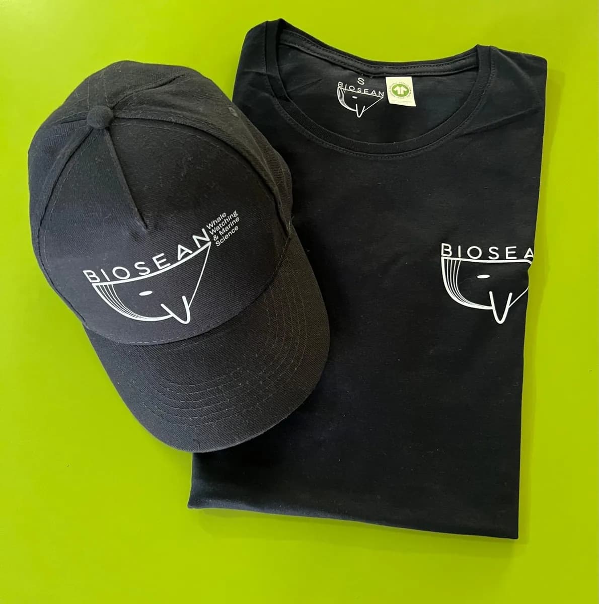 Camiseta y gorra negras personalizadas para BIOSEAN